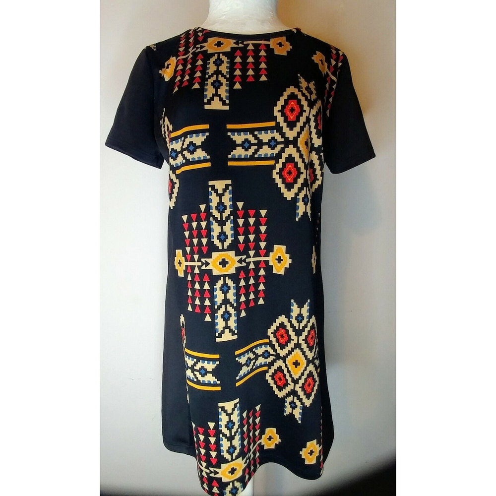 Dress Black Multicolor Aztec Graphic Tribal - Picture 4 of 5